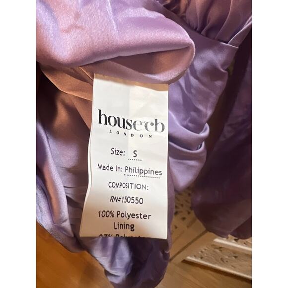 House of CB Kate Orchid Satin Wrap Front Mini Dress Size S Small - Picture 8 of 10